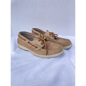 G.H. Bass Co Womens Bass Sailer Tan Leather Boat loafer, Shoes Size 7 M Tan